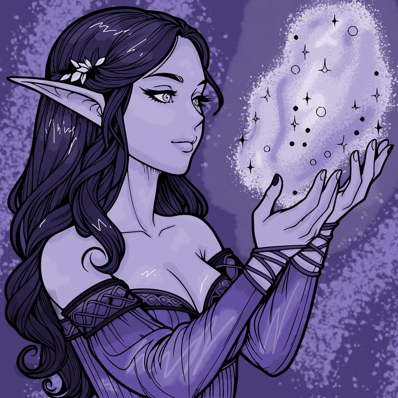 realistic elf girl doing magic