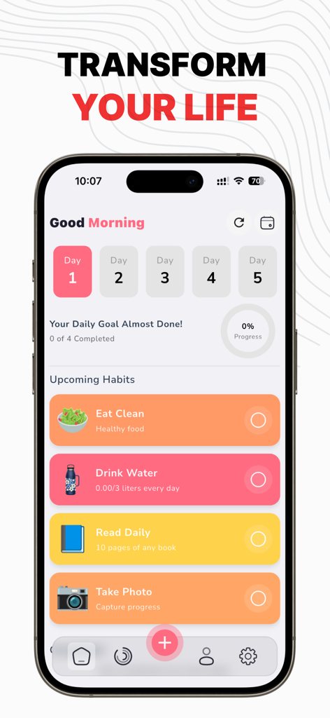 75 Soft : Habit & Goal Tracker - 75 Soft habit tracker interface showing daily goals and challenge progress