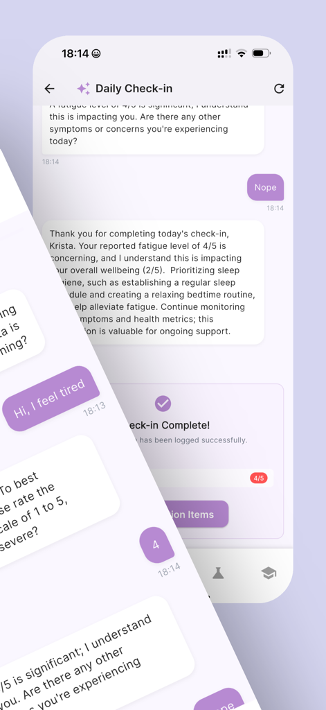 Symptive: Hormone Health - Symptive app AI chat interface for hormone health and daily symptom tracking