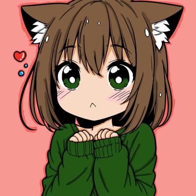 shy anime catgirl