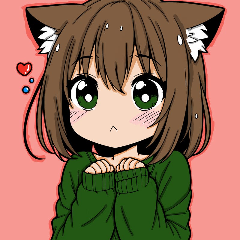 shy anime catgirl