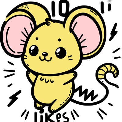 a little mouse two spiky ears and lightning bolt tail