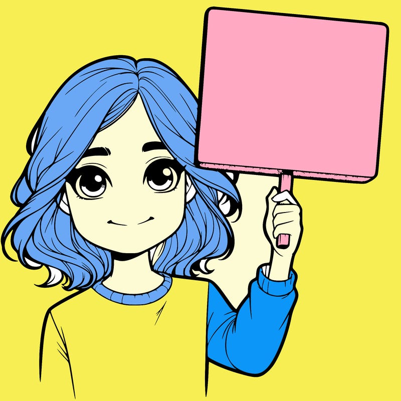 realistic girl holding up a sign