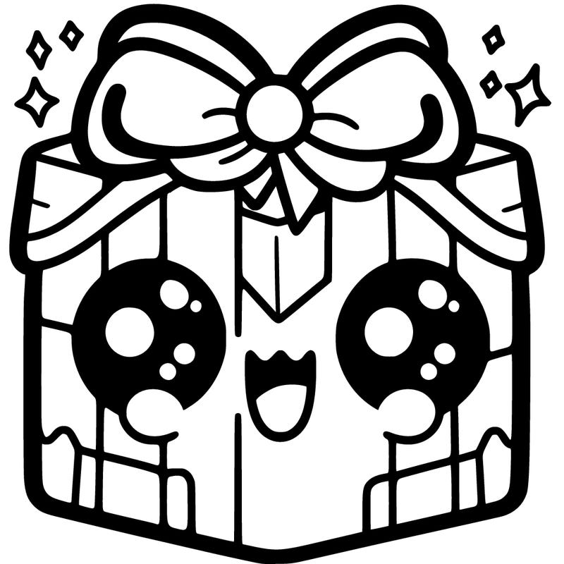 a christmas gift with eye and mouth kawaii