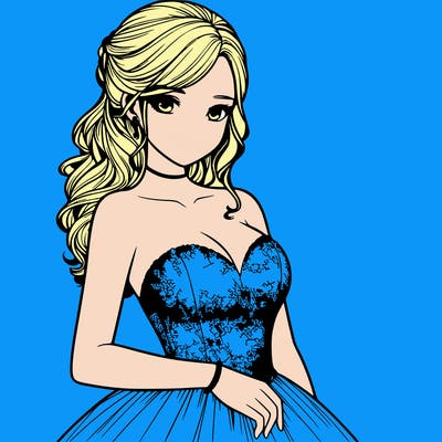 realistic girl in prom dress