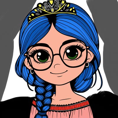 a girl with one braid and glasses who is a princess realistic