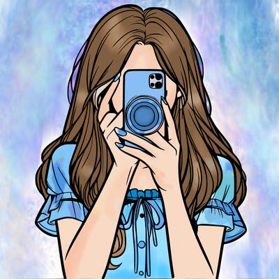 a realistic girl holding her phone taking pictures