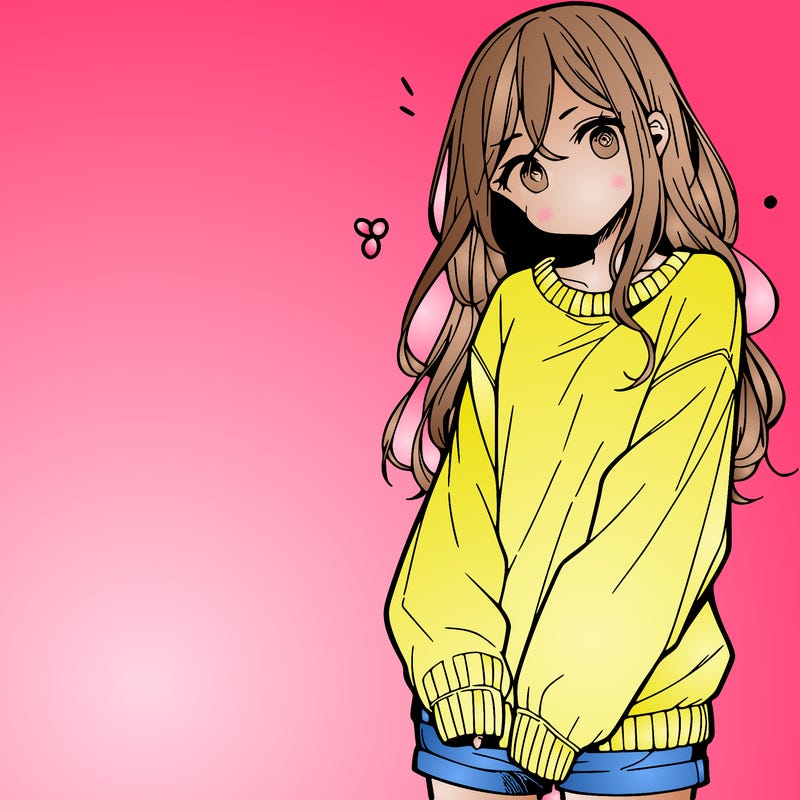 manga teen girl  in a sweater and baggy pants