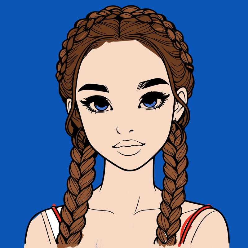 realistic girl with braids