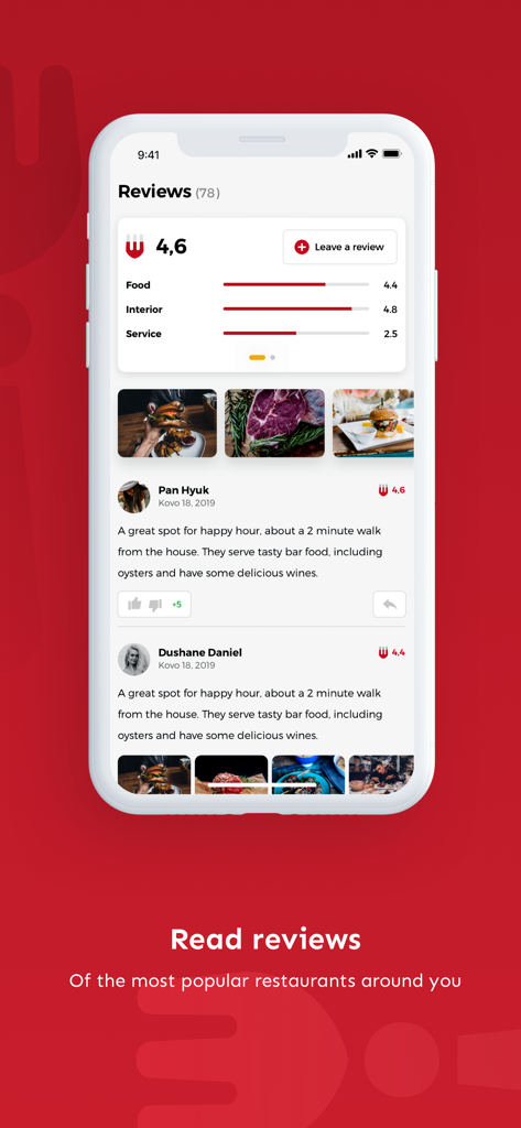 Meniu.lt - Meniu.lt app screen showing user reviews and ratings for restaurants in Lithuania
