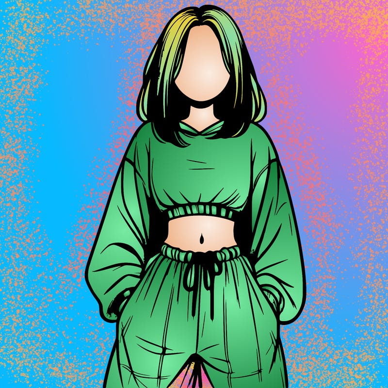 realistic girl faceless with baggy pants and a crop top