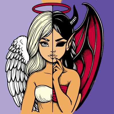 realistic angel half demon