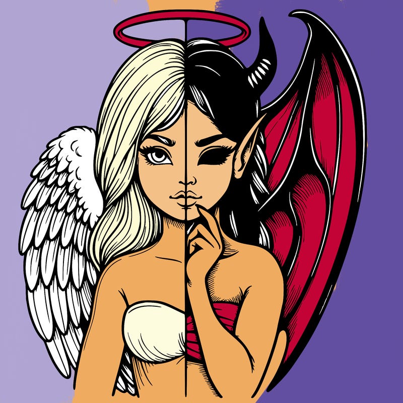 realistic angel half demon