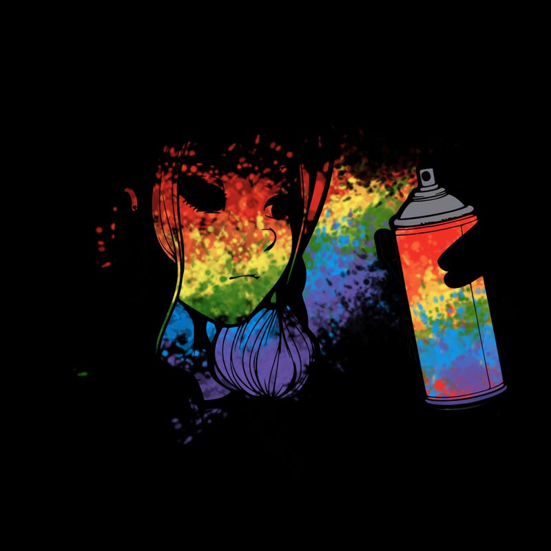 a realistic girl, spray painting