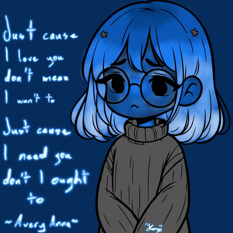 sad girl with glasses in a sweater