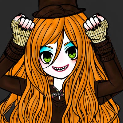 long haired girl with fingerless gloves