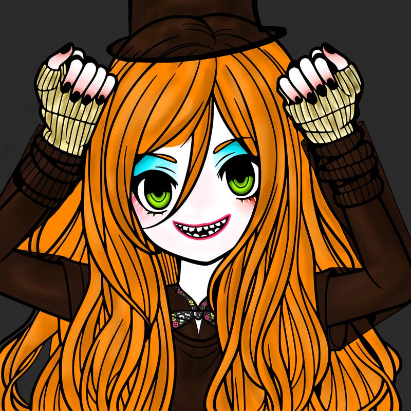 long haired girl with fingerless gloves