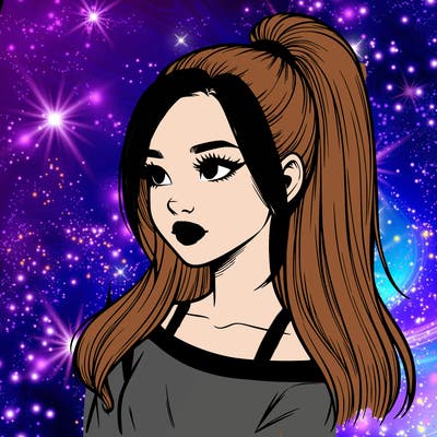 realistic girl with a high ponytail