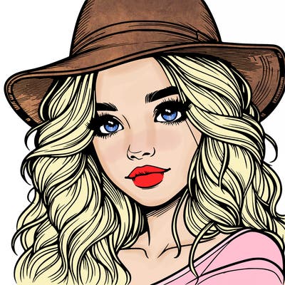 realistic girl with hat