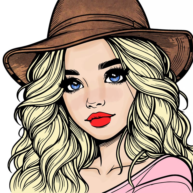 realistic girl with hat