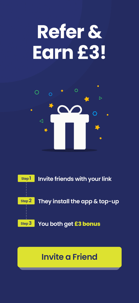 Talk Home: Cheap Calls - Pantalla de referidos y gana de la aplicación Talk Home que ofrece un bono de tres libras por invitar amigos