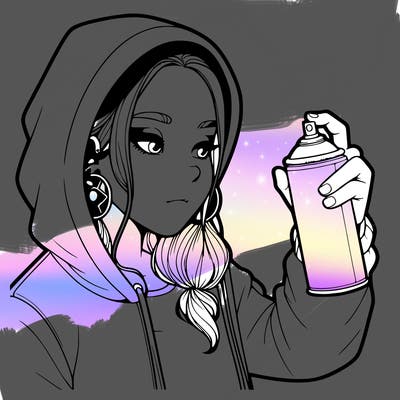 a realistic girl, spray painting