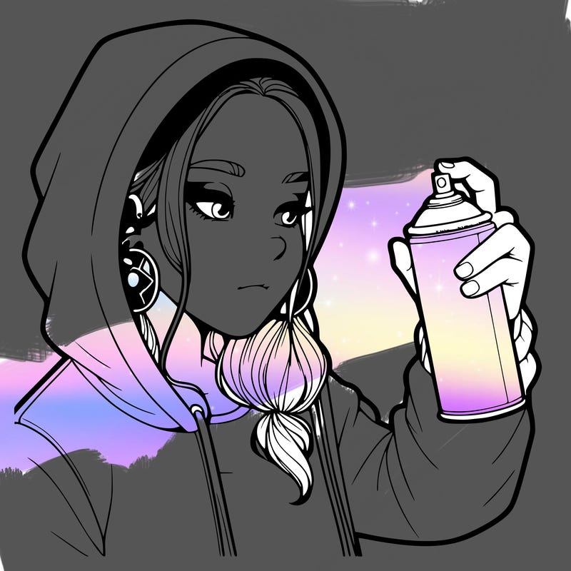 a realistic girl, spray painting