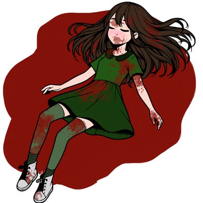 realistic girl floating