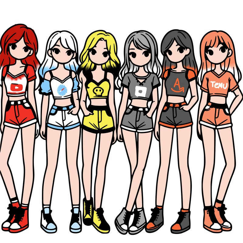 a group of girls wearing crop tops and shorts