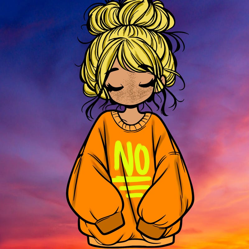 girl with baggy sweatshirt and messy bun