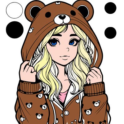 realistic girl in a animal pjs hoodie