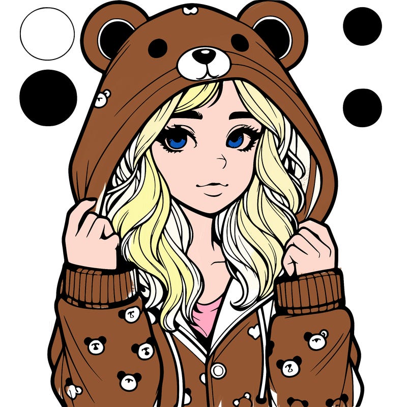 realistic girl in a animal pjs hoodie