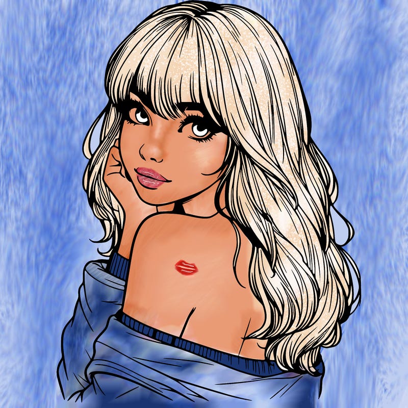 realistic girl with bangs looking over her shoulder