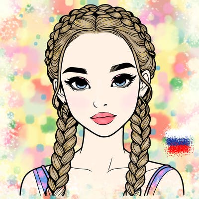 realistic girl with braids