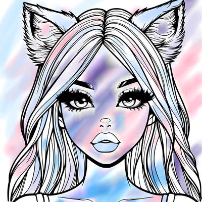 realistic girl with fox ears and realistic lips