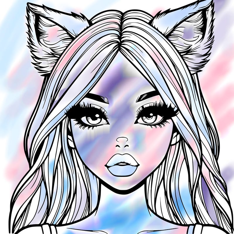 realistic girl with fox ears and realistic lips