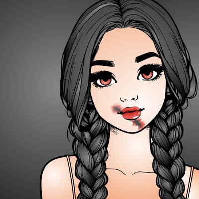 realistic girl with braids