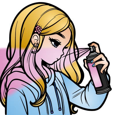 a realistic girl spray painting