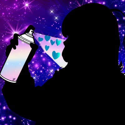 a realistic girl spray, painting