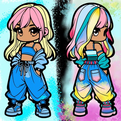 girl in crop top and baggy pants