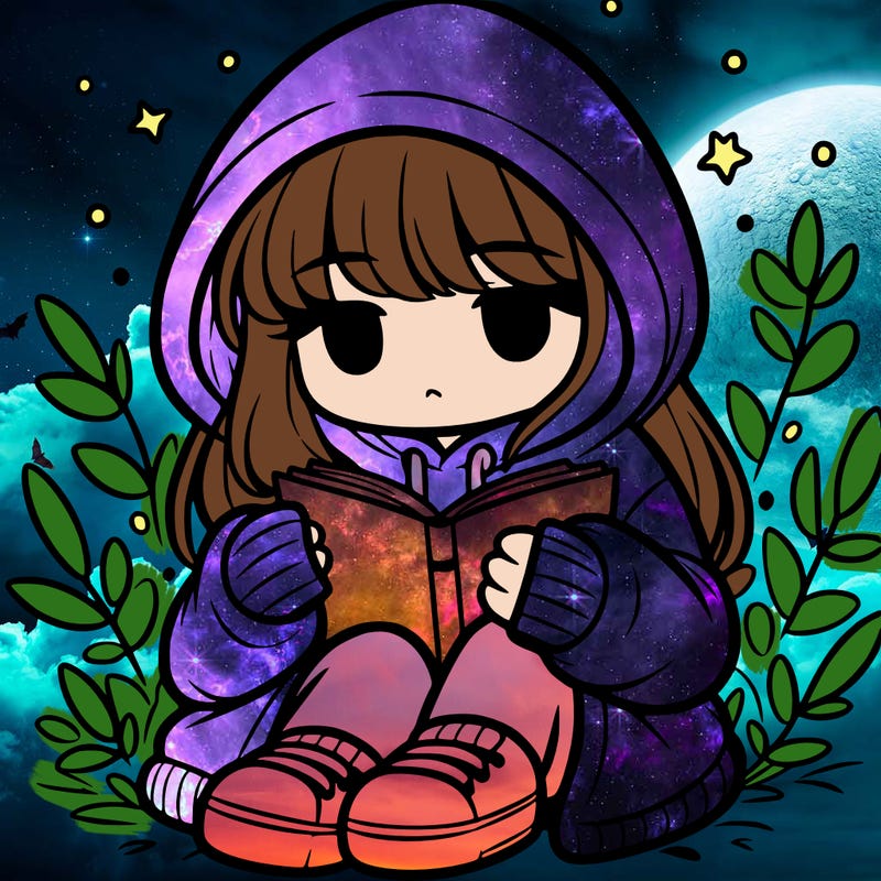 girl in oversized hoodie reading a book