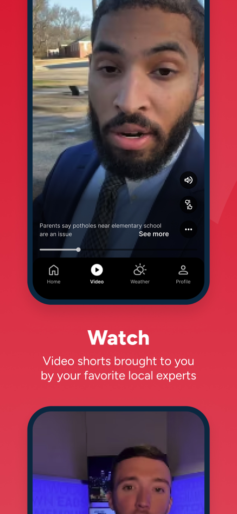 ABC24 - Memphis News - Interface of the ABC24 Memphis News app displaying a vertical video short from a local news reporter.
