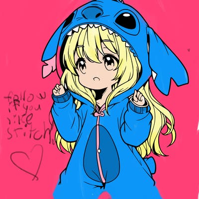 anime girl in a stitch onsie