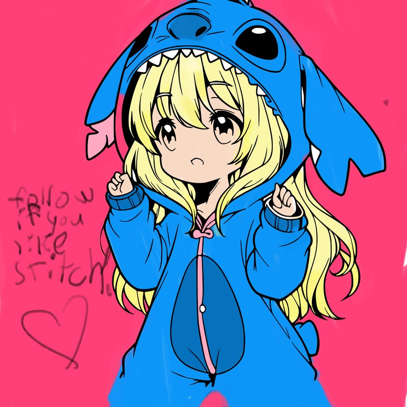 anime girl in a stitch onsie