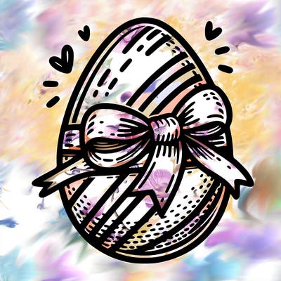 large chocolate egg with ribbon