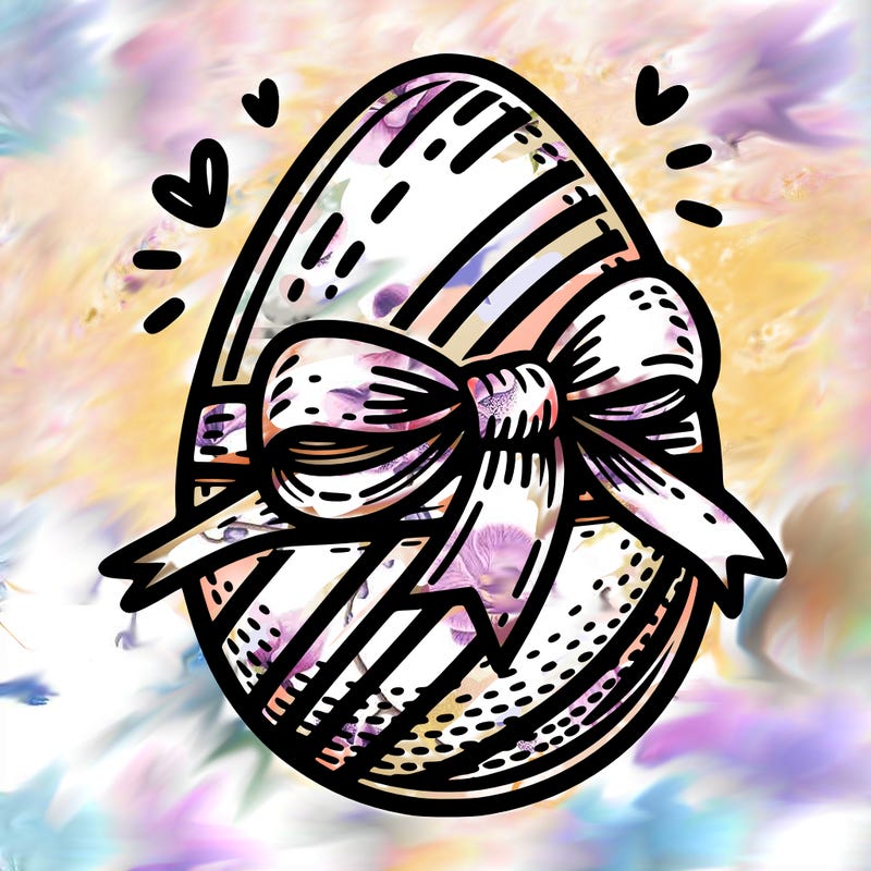 large chocolate egg with ribbon