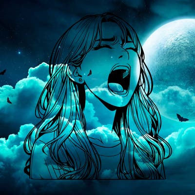 screaming realistic, girl