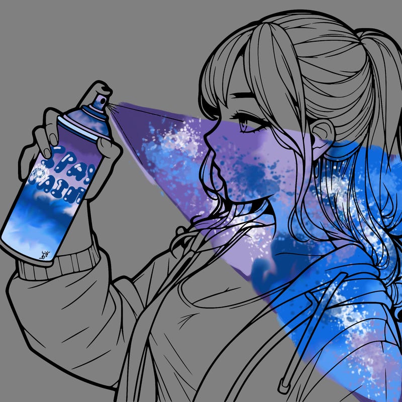 a realistic girl spray, painting