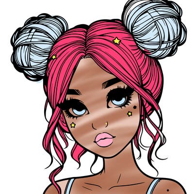 realistic girl with space buns