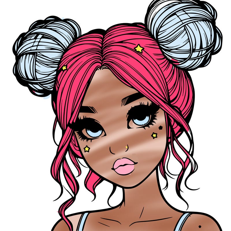realistic girl with space buns